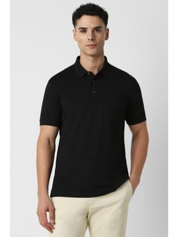 Van Heusen - Men Black Solid Collar Neck Polo T-Shirt