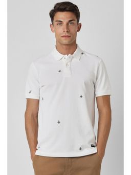 Van Heusen - Men White Solid Collar Neck Polo T-Shirt