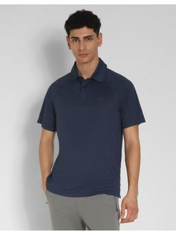American Eagle - Men Navy Blue 24-7 Training Collar Neck Polo T-Shirt