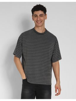 American Eagle - Men Black Oversized Stripes T-Shirt