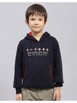 Monte Carlo - Boys Printed Navy Blue Full Sleeve Hoodie
