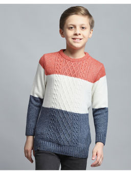Monte Carlo - Boys Multi-Color Round Neck Full Sleeve Sweater