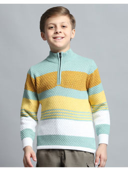 Monte Carlo - Boys Multi-Color Mock Neck Full Sleeve Sweater