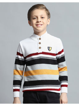 Monte Carlo - Boys Off White Mock Neck Full Sleeve Sweater