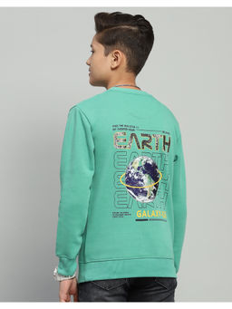 Monte Carlo - Boys Green Printed Round Neck Full Sleeve Sweatshirt