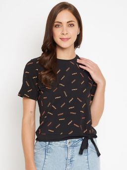 CAMLA - Black Typography Round Neck T-Shirt Black