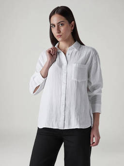 Levi's - Women White Cotton Full Sleeves Shirt