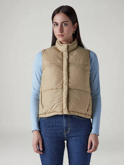 Levi's - Women Beige Nylon Sleeveless Jacket
