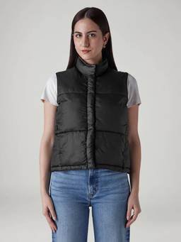 Levi's - Women Black Nylon Sleeveless Jacket