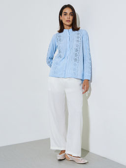 Styli - Women Blue Cotton Full Sleeves Top