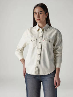 Levi's - Women Off White Cotton Full Sleeves Shirt