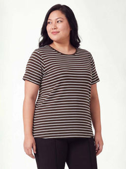 max - Women Brown Pure Cotton Half Sleeves T-Shirt