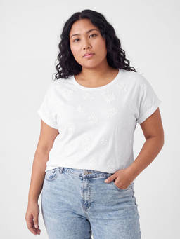 max - Women White Pure Cotton Half Sleeves T-Shirt