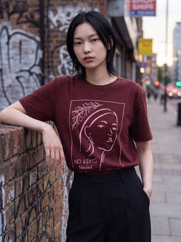 max - Women Wine Pure Cotton Half Sleeves T-Shirt