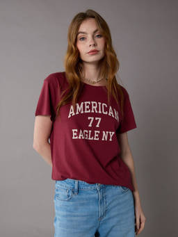 American Eagle - Women Maroon Cotton Half Sleeves T-Shirt