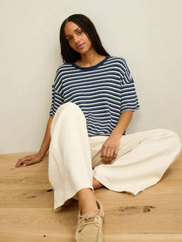 American Eagle - Women Navy Blue Modal Half Sleeves T-Shirt