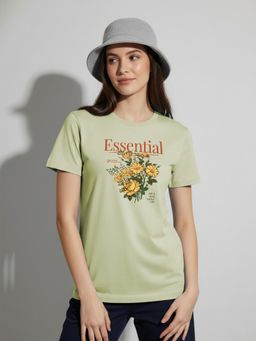 Nobero - Green Graphic Printed T-Shirt