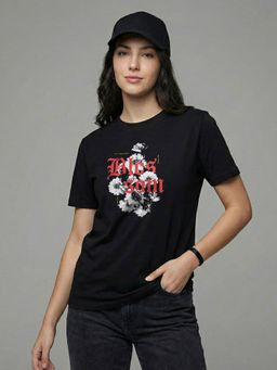 Nobero - Graphic Black Printed T-Shirt