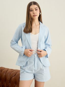 StyleStone - Style Stone Blue Cotton Linen Blazer
