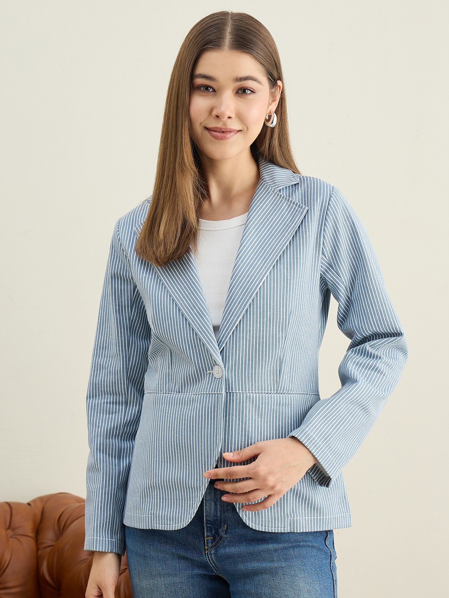 stylestone Style Stone Blue Striped Blazer-picture-32