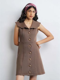 Cove and Lane - Hazelnut Brown Scallop Knit Dress