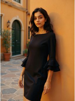 Cove and Lane - Black Ralph Frill Knit Dress