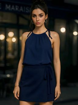 Don’t be basic - Navy Blue Solid Top with Skirt