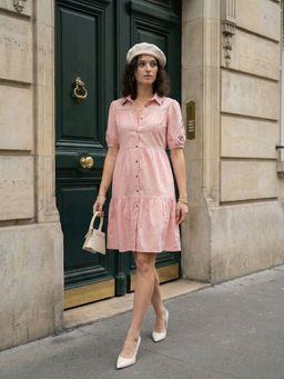 ZUMMER - Pink Embroidered Shirt Dress