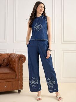 ZUMMER - Blue Embroidered Co-Ord Set