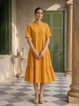 ZUMMER - Mustard Cotton Shirt Dress