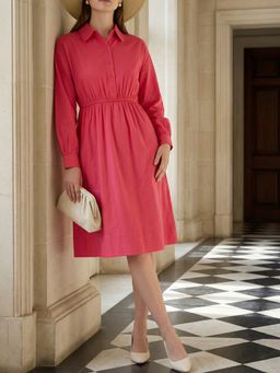ZUMMER - Magenta Poplin Shirt Dress