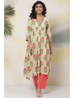 Biba - Green Flared Kurta