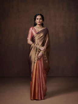 Dressfolk - Handwoven Tissue Multi-Coloured Ready To Wear Saree With Unstitched Blouse