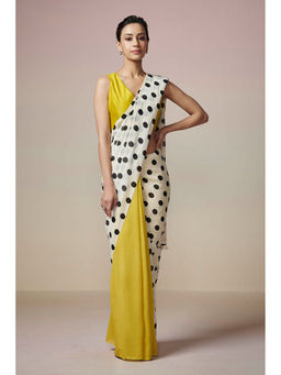 Dressfolk - Handwoven Cotton Multi Polka Dot Ready To Wear Saree With Unstitched Blouse