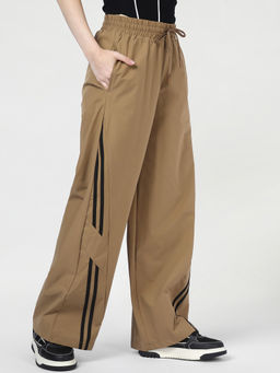 Bewakoof - Women's Coca Mocha Brown Side Panel Regular Leg Trackpant