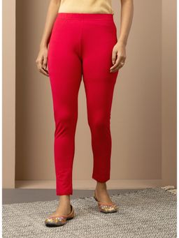 Lakshita - Carrot Red Ankle Length Plain Leggings