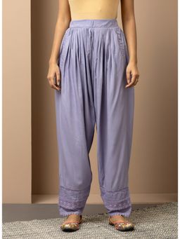 Lakshita - Solid Lavender Pleated Salwar with Hem Lace Work