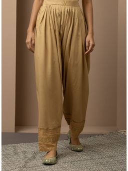 Lakshita - Solid Gold Pleated Salwar with Hem Lace Work