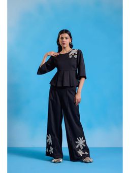 HOUSE OF HEATHER - Starlit Noir Peplum Co-Ord Set - Black