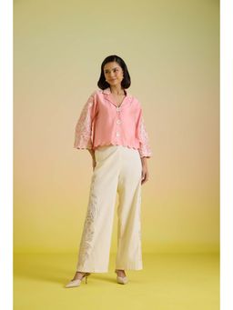 HOUSE OF HEATHER - Rose Embroidered Shirt with Pant - Multi-Color