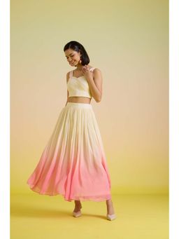 HOUSE OF HEATHER - Rose Sorbet Crop Top with Skirt - Multi-Color