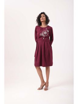 September Spring - Wine Compass Dress - Burgundy