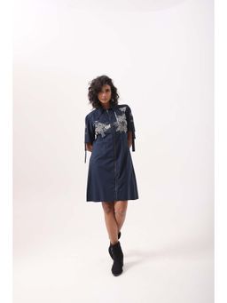 September Spring - Navy Mountain Straight Dress - Navy Blue