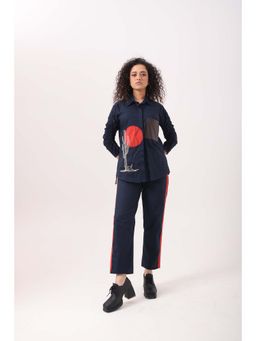 September Spring - Navy Orange Cactus Co-Ord Set - Navy Blue