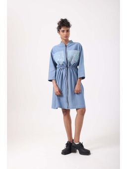 September Spring - Sequence Denim Drawstring Dress - Blue