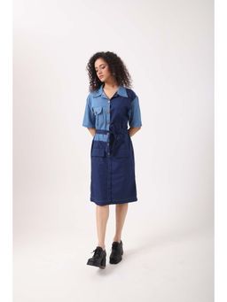 September Spring - Denim Navy Panel Dress - Blue