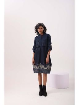 September Spring - Navy Landscape Dress - Navy Blue