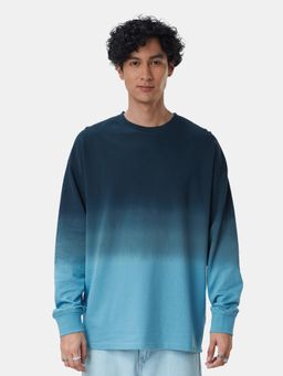 The Souled Store - Dip Dyed Blue Topaz Oversized Full Sleeve T-Shirts for Men