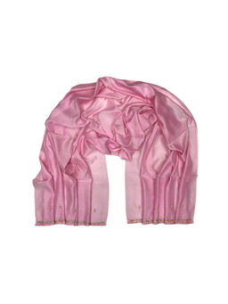 Palash - Pink Chanderi Silk Dupatta with Zardozi Hand Embroidery Work
