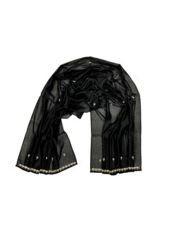Palash - Black Chanderi Silk Dupatta with Zardozi Hand Embroidery Work